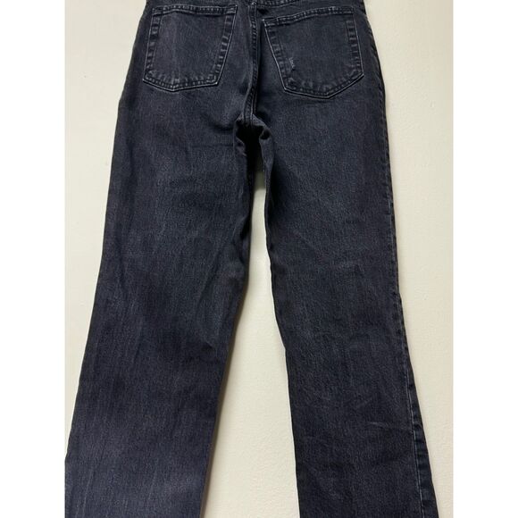 ABERCROMBIE & FITCH 90's Straight Ultra High-Rise Jeans, Black Destroy, Sz 28/6 - Picture 8 of 13